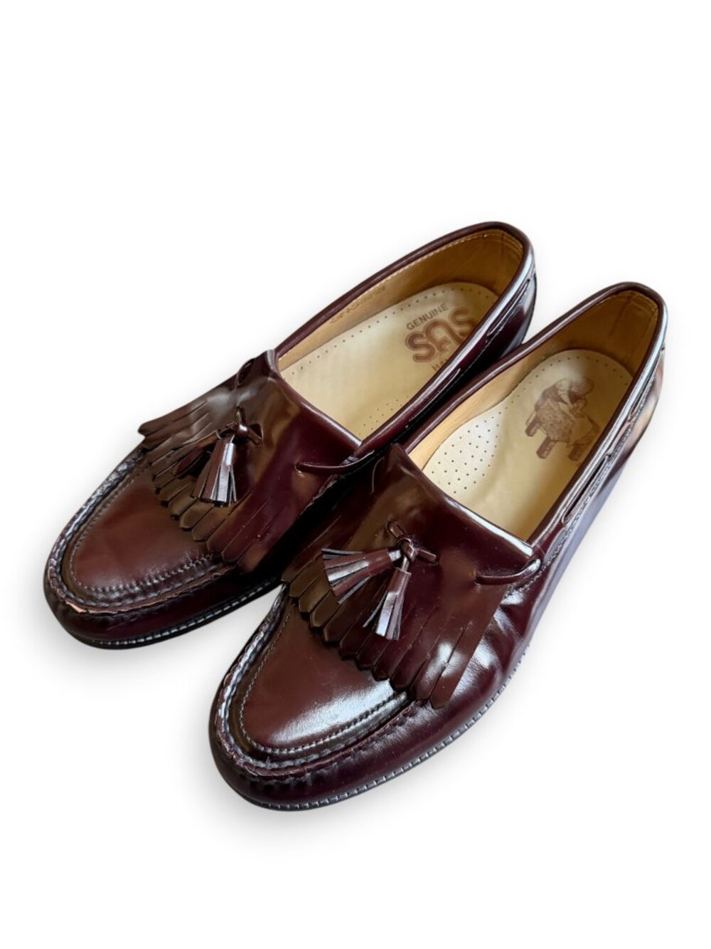 SAS Kiltie Tassel Genuine Leather Loafer Dress Shoes Burgundy Cordovan Men's 9.5